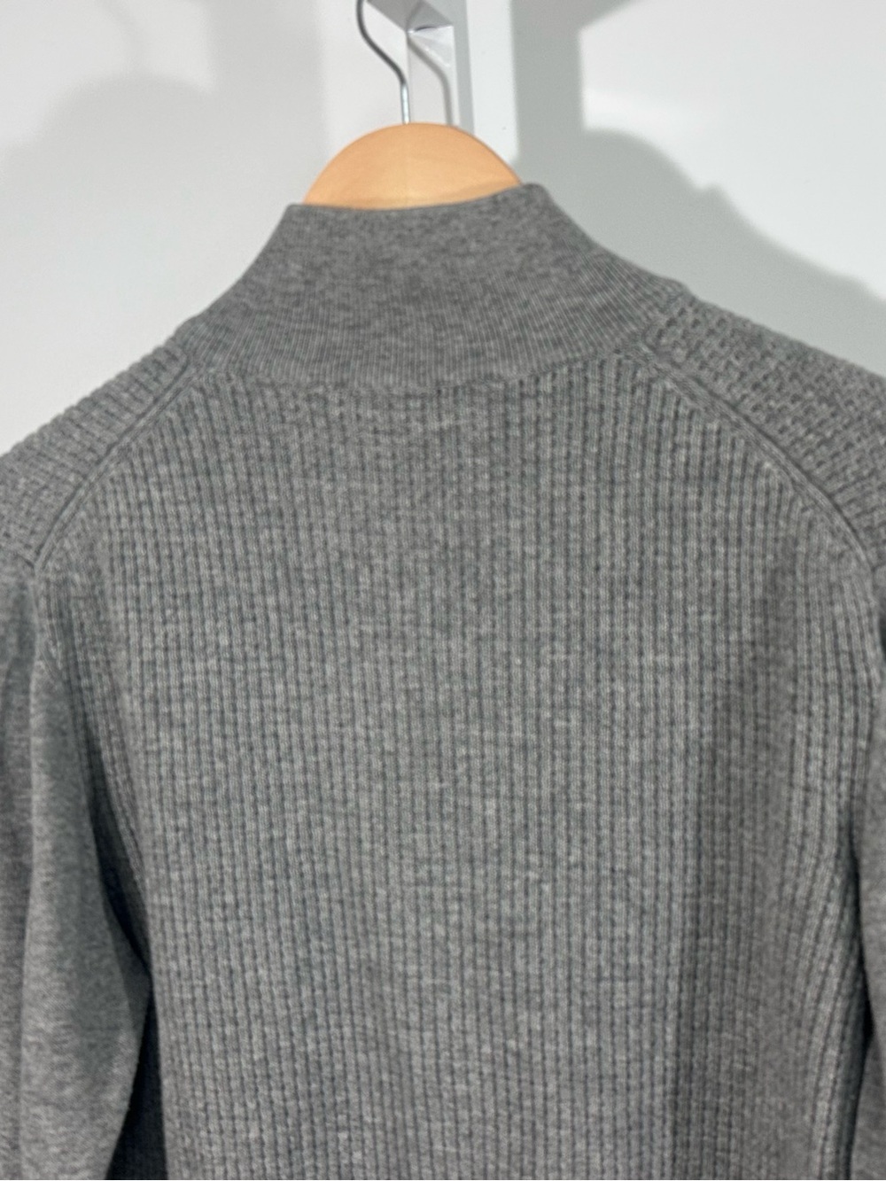 Zachary Prell Italy Cotton Quarter Zip Knit Sweater Men’s Large Gray Ribbed Mock - Picture 6 of 6
